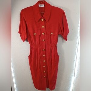 Talbot Albert Nipon Executive Holiday Button Up Holiday Pencil Dress sz 4